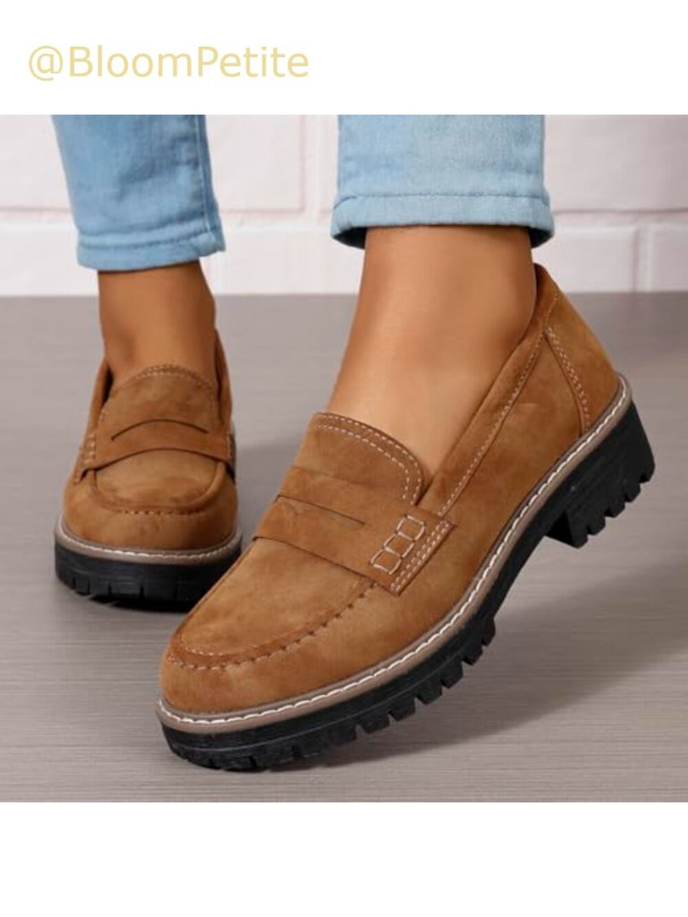 Platform Chunky Penny Loafers Slip-On Office Business Casual Shoes - Picture 3 of 6